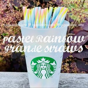 🌈2 NEW🌈Pastel Rainbow Swirl Grande Reusable Straws